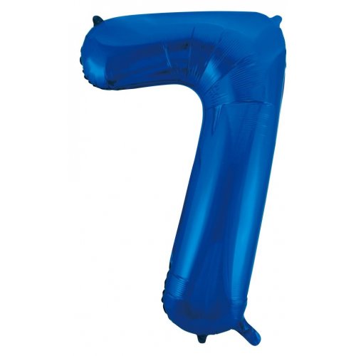 Blue Number 7 Supershape 86cm Foil Balloon UNINFLATED