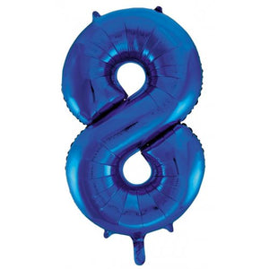 Blue Number 8 Supershape 86cm Foil Balloon UNINFLATED