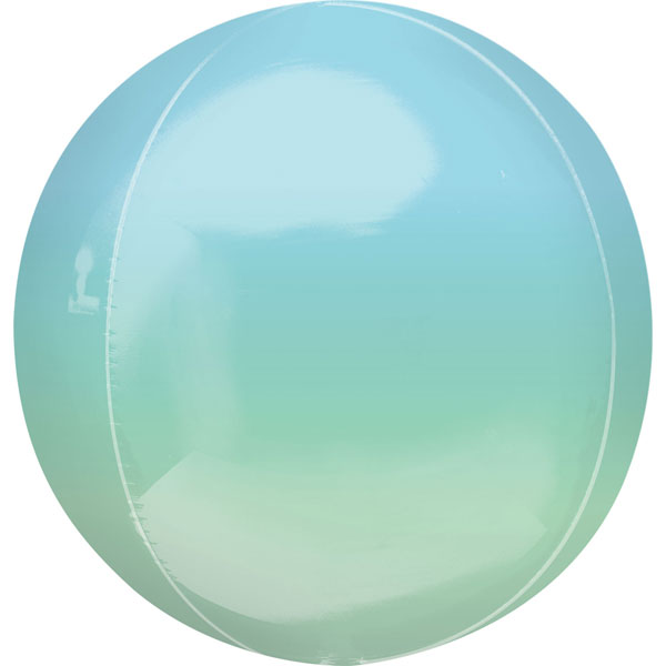 Blue and Green Ombre Foil Orbz Balloon UNINFLATED