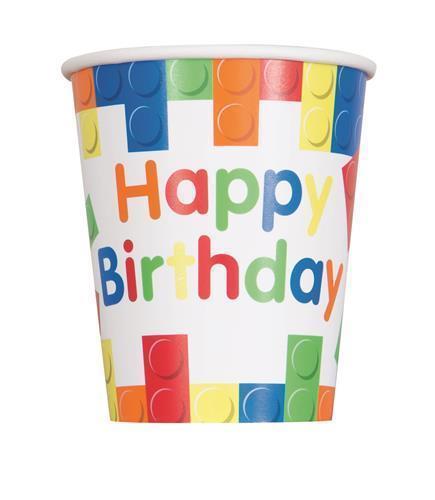 Building Blocks Birthday Lego Party Paper Cups - Pack of 8
