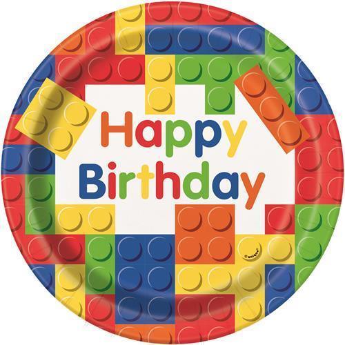 Building Blocks Birthday Lego Party Paper Dinner Plates - Pack of 8