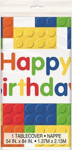 Building Blocks Birthday Lego Party Plastic Printed Rectangle Tablecover