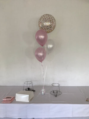 Bunch Of 3 Helium Balloons Bouquet with 16 Inch Confetti Balloon