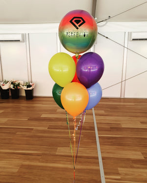 Bunch Of 6 Helium Balloons Bouquet with Personalised Orbz Balloon