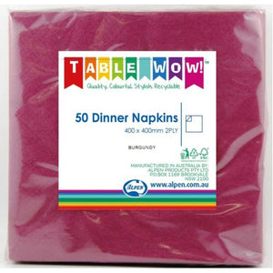 Burgundy Dinner Napkins - Pack of 50