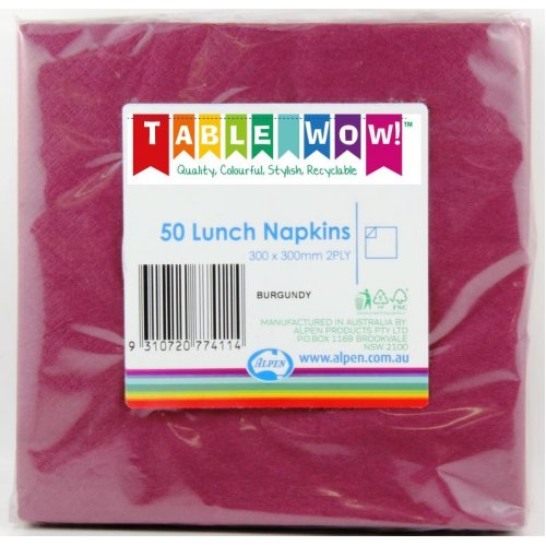 Burgundy Lunch Napkins - Pack of 50