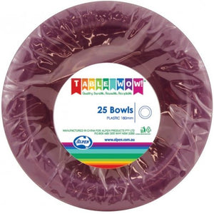 Burgundy Plastic Bowls - Pack of 25