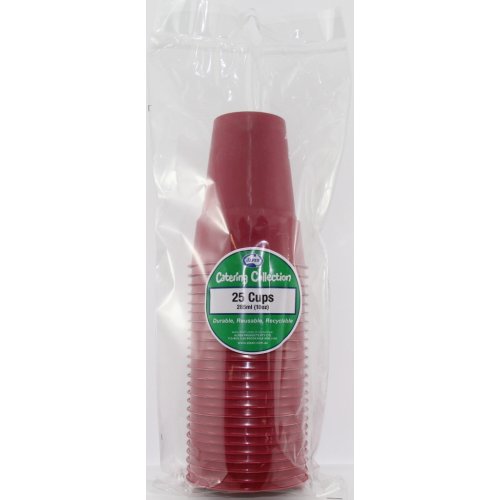 Burgundy Plastic Cups - Pack of 25