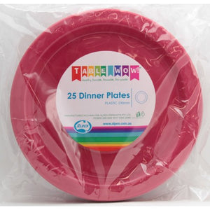 Burgundy Plastic Dinner Plates - Pack of 25