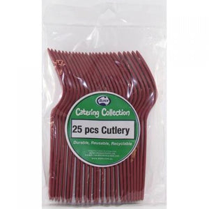 Burgundy Plastic Forks - Pack of 25