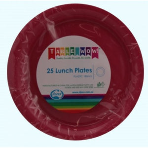 Burgundy Plastic Lunch Plates - Pack of 25