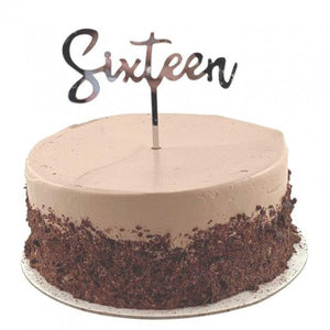 Sixteen Silver Acrylic Cake Topper