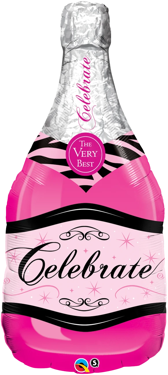 Celebrate Pink Bubbly Wine Bottle SuperShape Foil Balloon UNINFLATED