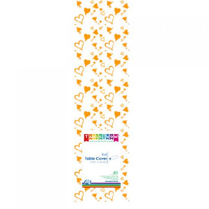 Clear - Gold Hearts Printed Plastic Tablecover Roll