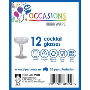 Clear Plastic Cocktail Glass 100ml - Pack of 12
