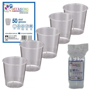 Clear Plastic Shot Glasses - Pack of 50