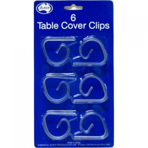 Clear Plastic Tablecover Clips - Pack of 6