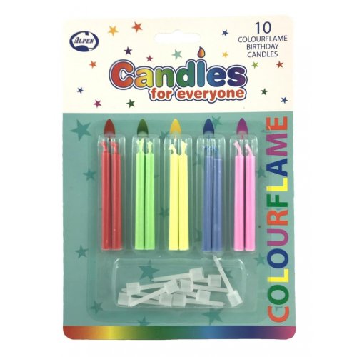 Colourflame Candles Assorted Colours with holders P10