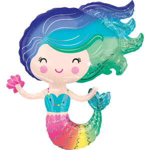 Colourful Mermaid SuperShape Foil Balloon UNINFLATED