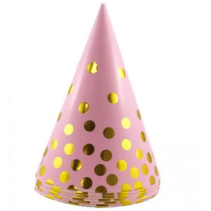 Cone Hats 150mm Pink/Gold Hot Stamping