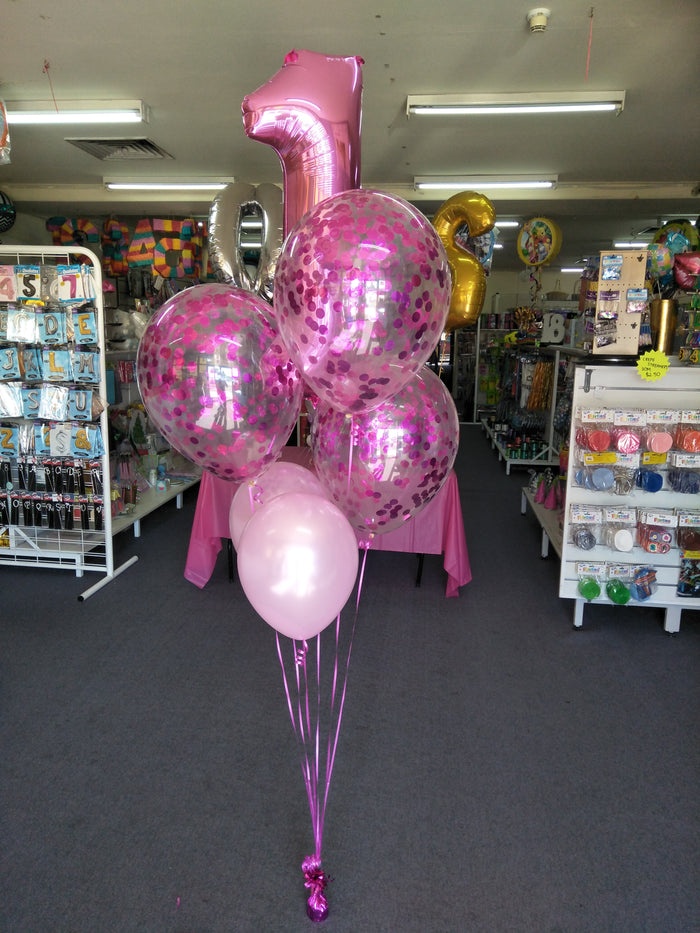 Confetti and Supershape Number Mix Balloon Bouquet