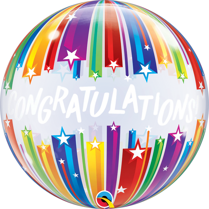 22" Single Bubble Congratulations Shooting Stars Qualatex Bubble Balloon UNINFLATED