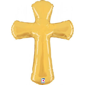 Cross Gold Shape SuperShape Foil Balloon UNINFLATED