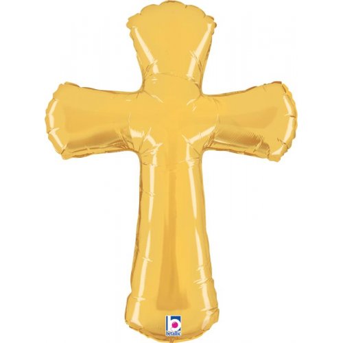 Cross Gold Shape SuperShape Foil Balloon UNINFLATED