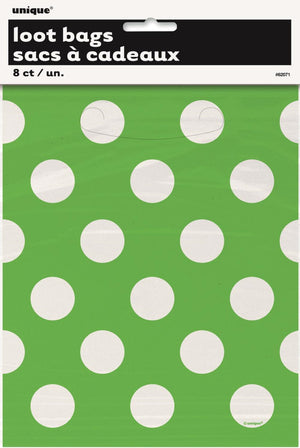 Dots Lime Green Birthday Loot Bags