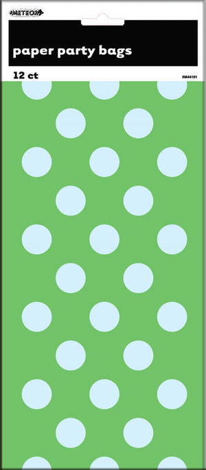 Dots Lime Green Paper Birthday Loot Bags