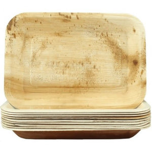 Eco Friendly Palm Leaf Rectangle Plate 9 Inch x 6.5 Inch - Pack of 10