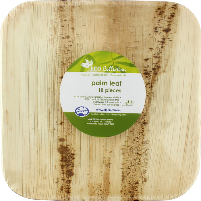 Eco Friendly Palm Leaf Square Plate 10 Inch - Pack of 10