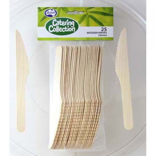 Eco Friendly Wooden Knives 165 mm - Pack of 25
