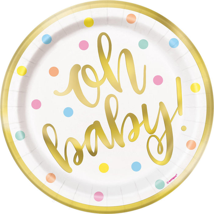 Oh Baby Foil Stamped Paper Plates
