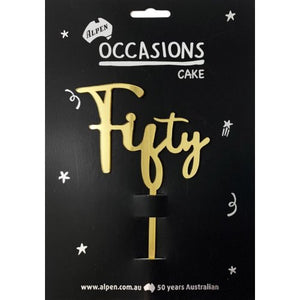 Fifty Gold Acrylic Cake Topper