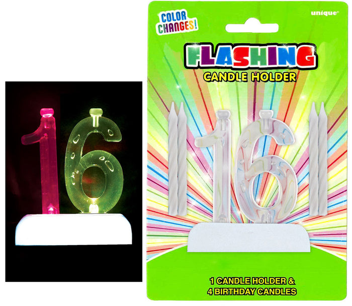 Flashing Birthday Candle In Holder Number #16