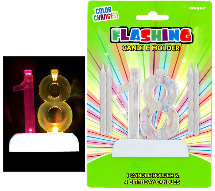 Flashing Birthday Candle In Holder Number #18