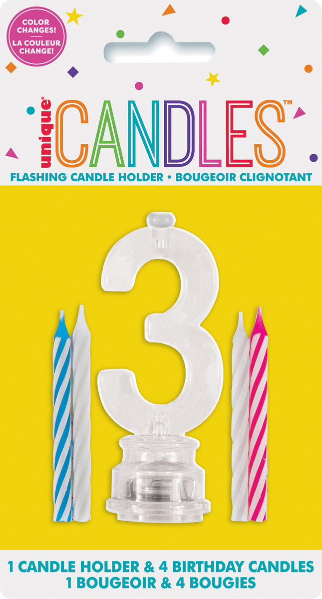 Flashing Birthday Candle In Holder Number #3