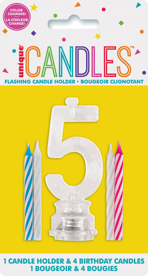 Flashing Birthday Candle In Holder Number #5