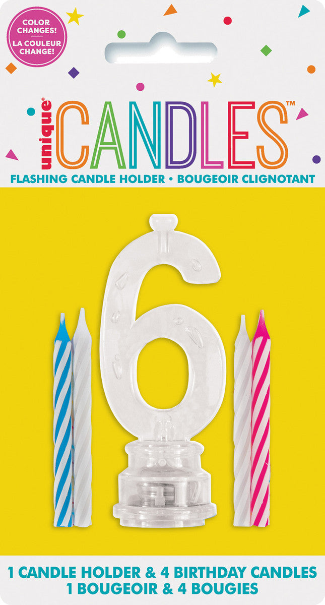 Flashing Birthday Candle In Holder Number #6
