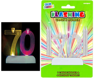 Flashing Birthday Candle In Holder Number #70