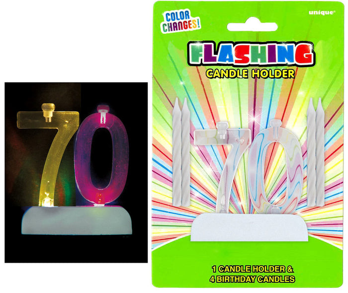 Flashing Birthday Candle In Holder Number #70
