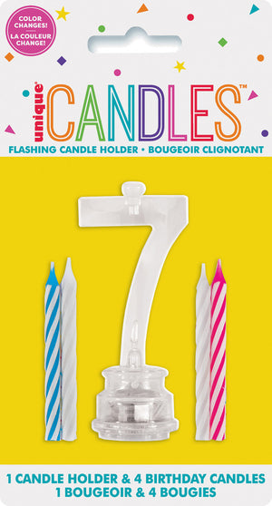 Flashing Birthday Candle In Holder Number #7