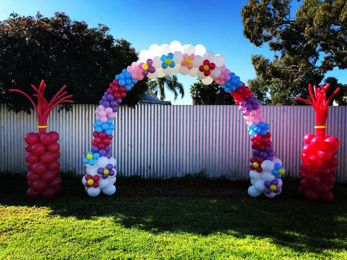 Floral Balloon Arch with 2 Balloon Columns