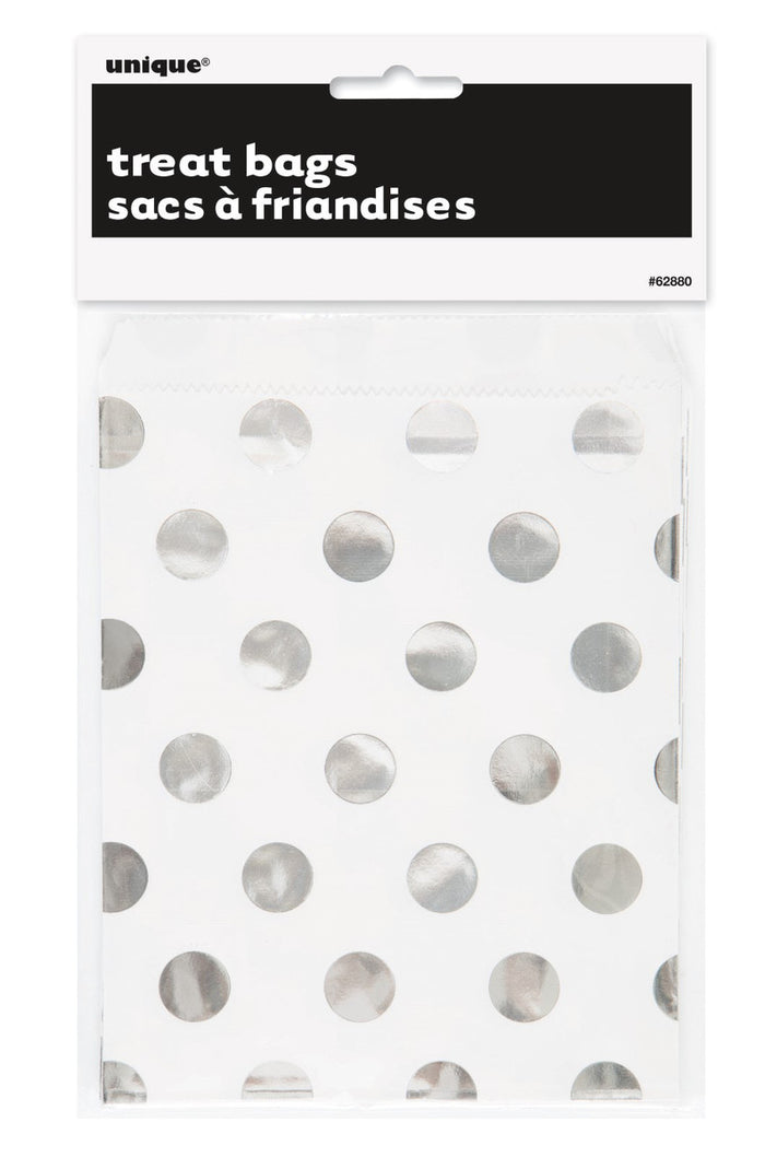 Foil Dots Silver 8 Treat Bags