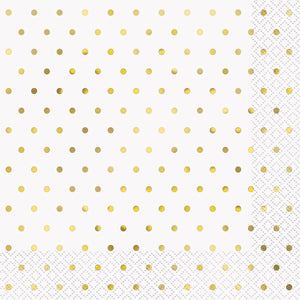 Foil Stamped Mini Dots Gold Luncheon Napkins - Pack of 16