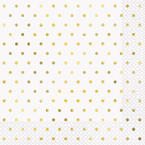 Foil Stamped Mini Dots Gold Luncheon Napkins - Pack of 16