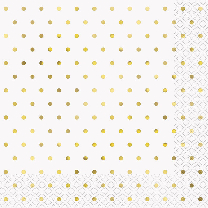 Foil Stamped Mini Dots Gold Luncheon Napkins - Pack of 16
