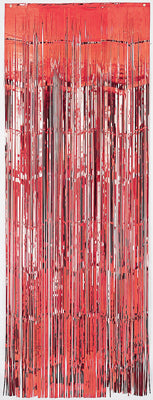 Fringe Door Curtain - Red