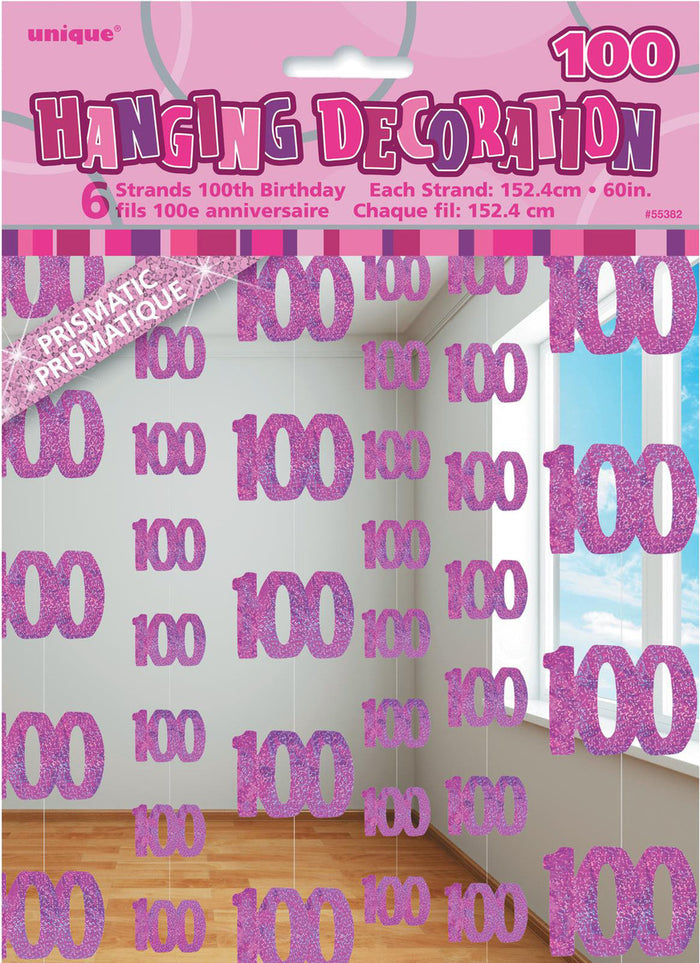 Glitz Pink 100 Hanging Swirl Decorations